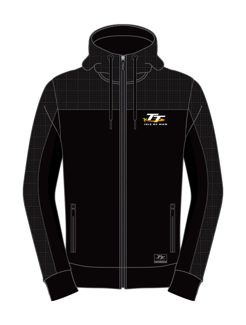 TT Hoodie Black, Material Shoulder Full Zip : Isle of Man TT Shop