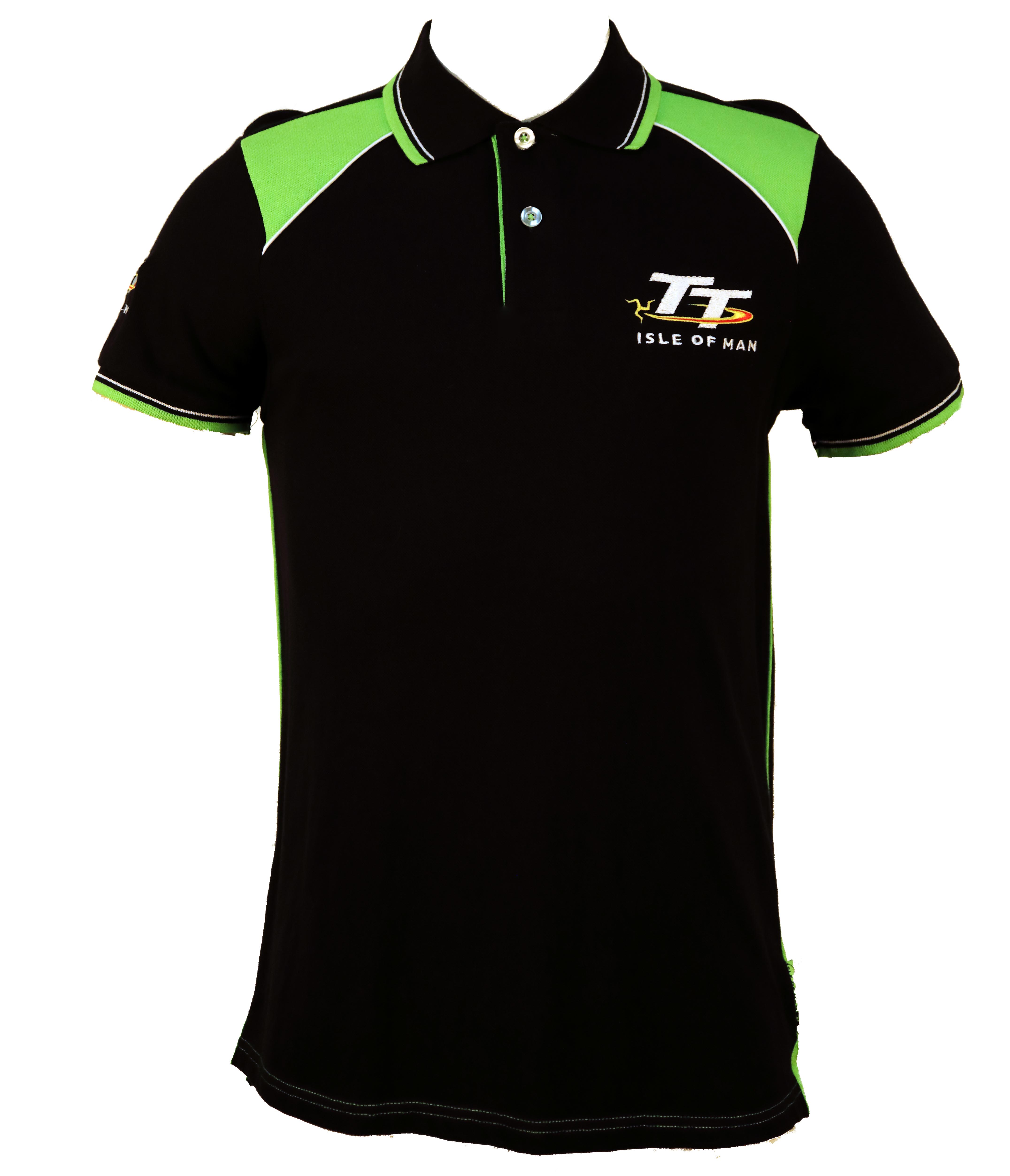 TT Polo Black, Green and White Shoulder : Isle of Man TT Shop