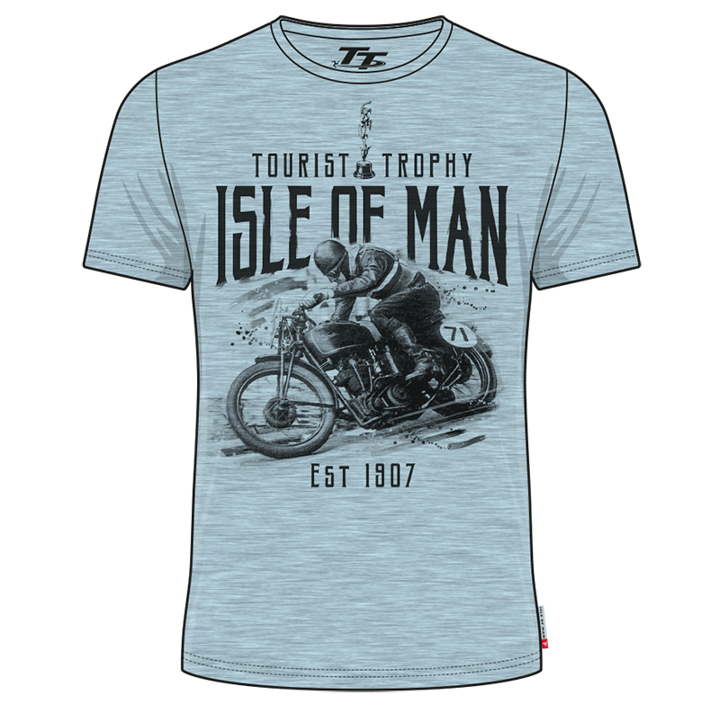 TT Vintage T-Shirt Blue, Bike 71 Isle Man TT Shop