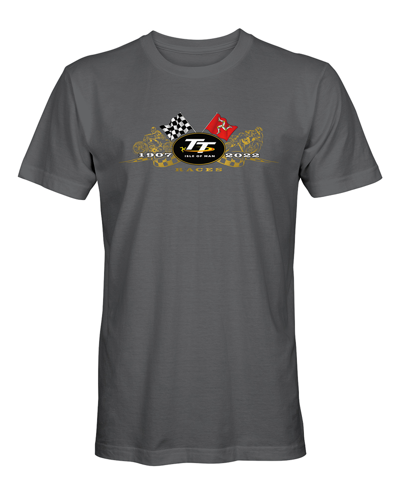 TT 2022 Gold Bikes T-shirt Charcoal : Isle of Man TT Shop