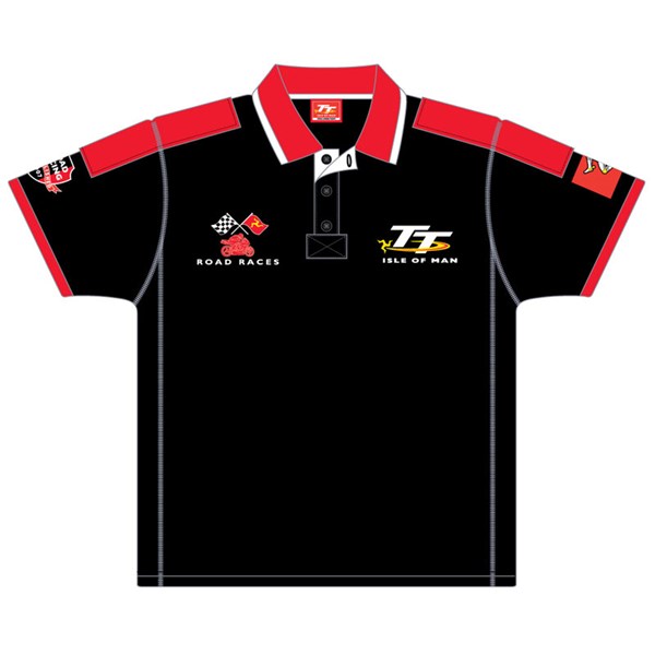 TT Polo Black/Red Bike 2 Flags : Isle of Man TT Shop