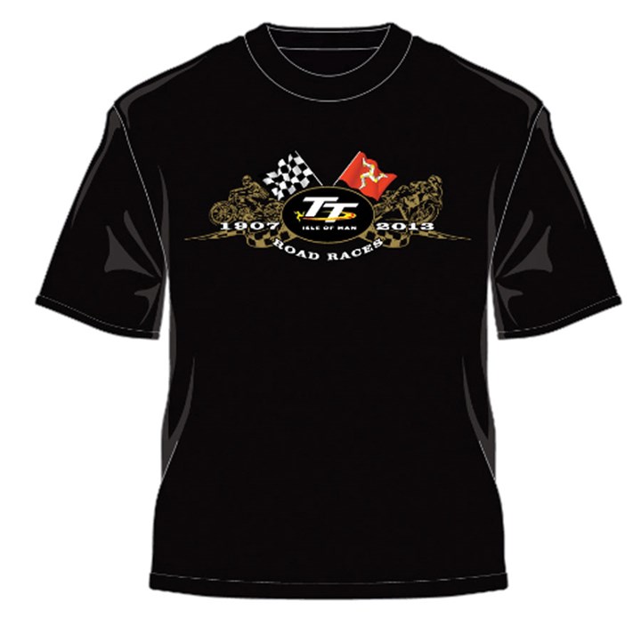 TT 2013 Road Races 2 Flags T Shirt Black : Isle of Man TT Shop