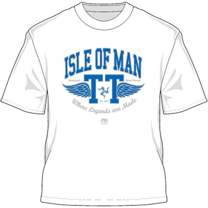 TT 2014 Retro T-Shirt Blue Wings White - click to enlarge