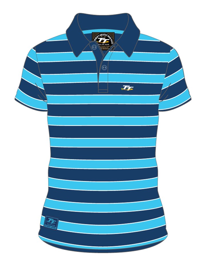 TT 2015 Polo Shirt Blue/Navy Hoop - click to enlarge