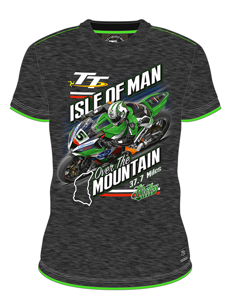 Peter Hickman over the Mountain Custom T- Shirt Grey : Isle of Man TT Shop
