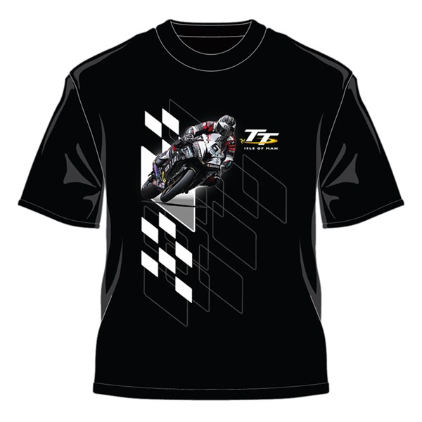 TT Bike 6 Check Effect T-Shirt Black : Isle of Man TT Shop