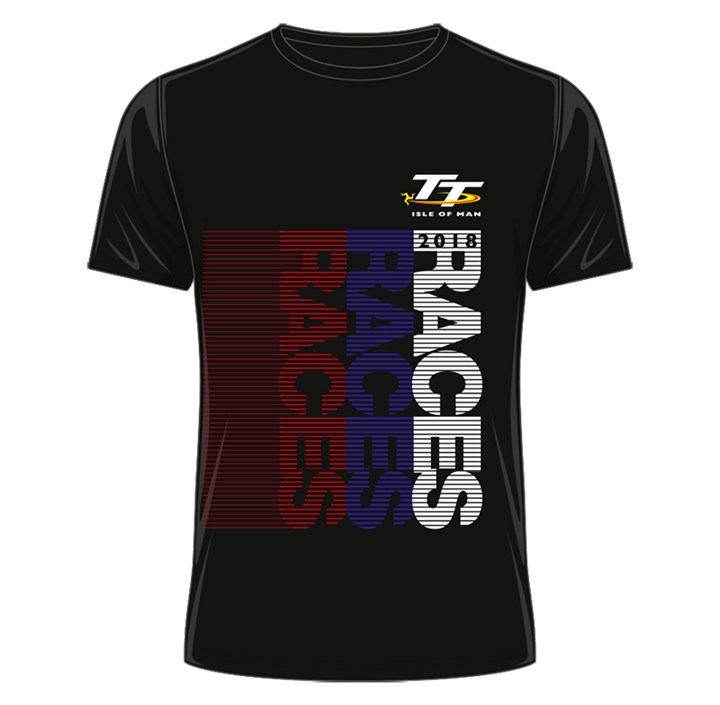 TT 2018 Red, Blue & White Races T-shirt - click to enlarge