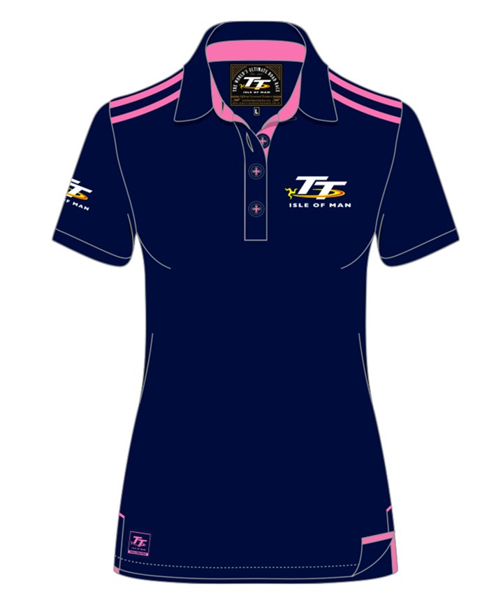 TT Ladies Polo Navy/Pink - click to enlarge