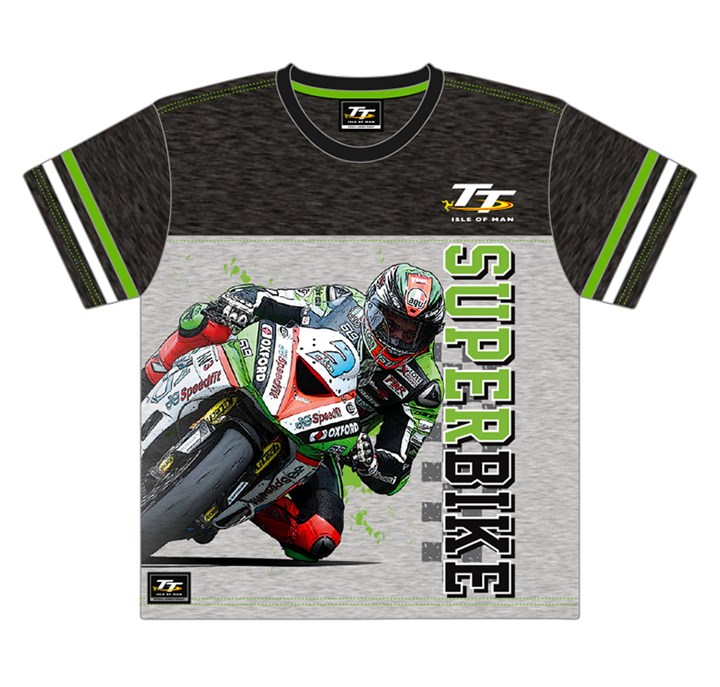 TT Childs Custom Superbike T-Shirt Green Trim - click to enlarge