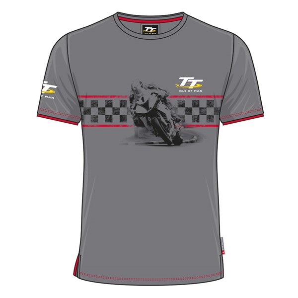 TT Custom T-Shirt Grey,Red Trim : Isle of Man TT Shop