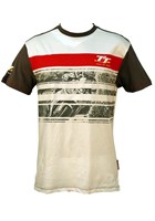 TT Custom T-shirt White with Grey and Red Stripe Print