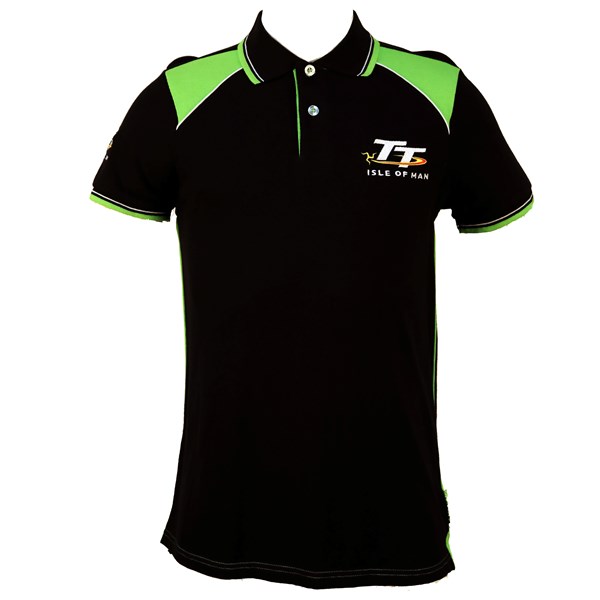 TT Polo Black, Green and White Shoulder : Isle of Man TT Shop