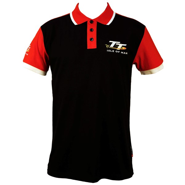 TT Polo Black, Red Shoulder : Isle of Man TT Shop