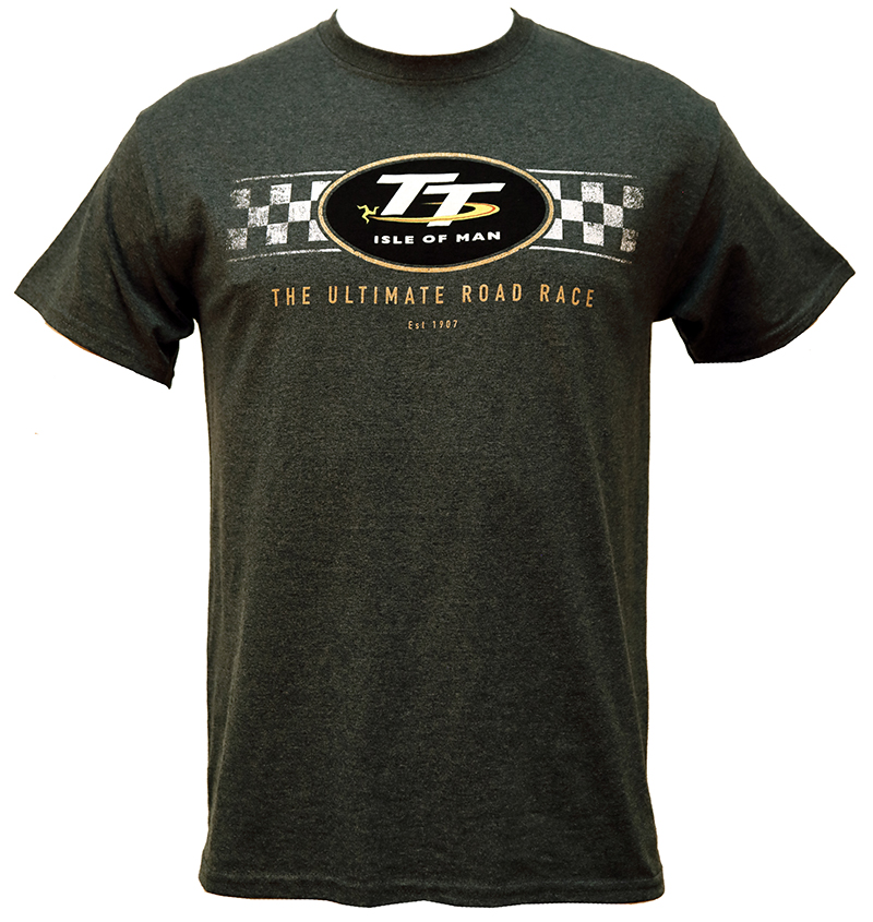 TT Logo Check Design T-Shirt Dark Heather : Isle of Man TT Shop