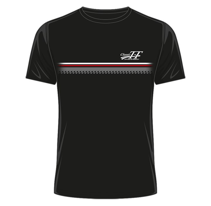 Classic TT White/Red Stripe T-Shirt Black - click to enlarge
