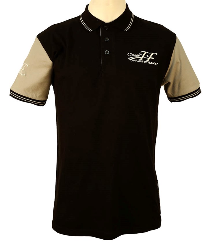 Classic TT Polo Shirt Black with Grey Sleeves - click to enlarge