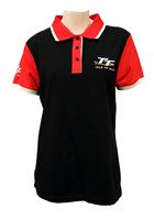 TT Ladies Polo Black with Red Shoulders