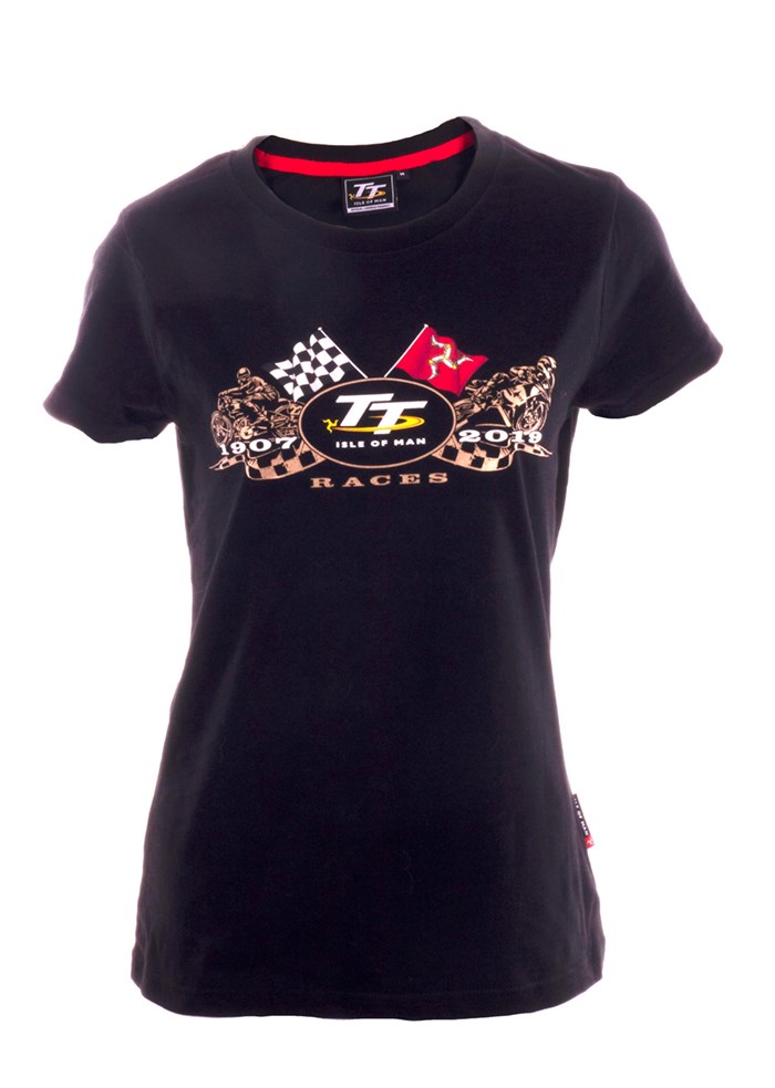 TT 2019 Ladies Gold Bike T-shirt Black - click to enlarge