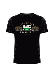 Manx Grand Prix Gold Bikes T-Shirt Black