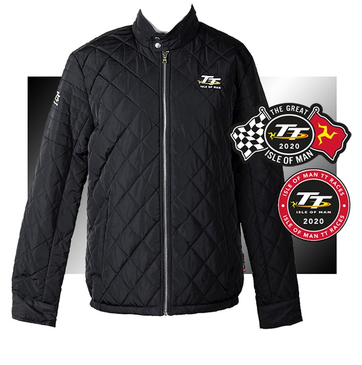 TT Quilted Mens Jacket Black - Promotion with FOC Sticker and Patch - click to enlarge