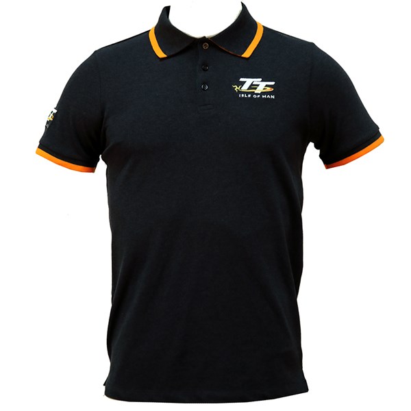 TT Polo Navy Fleck with Orange Trim : Isle of Man TT Shop