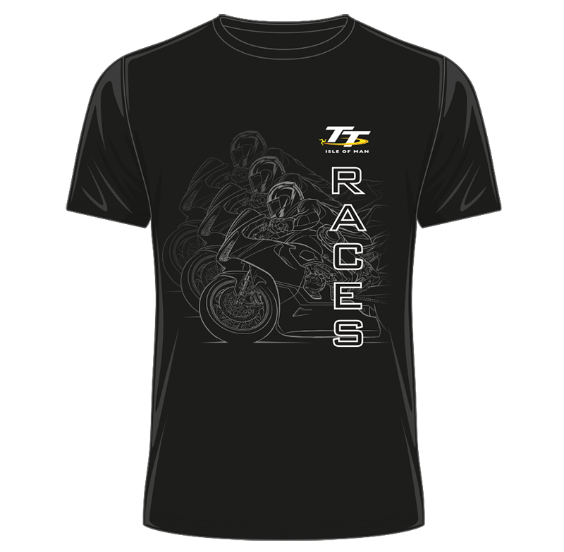 TT Races Mirrored Bike T Shirt Black : Isle of Man TT Shop
