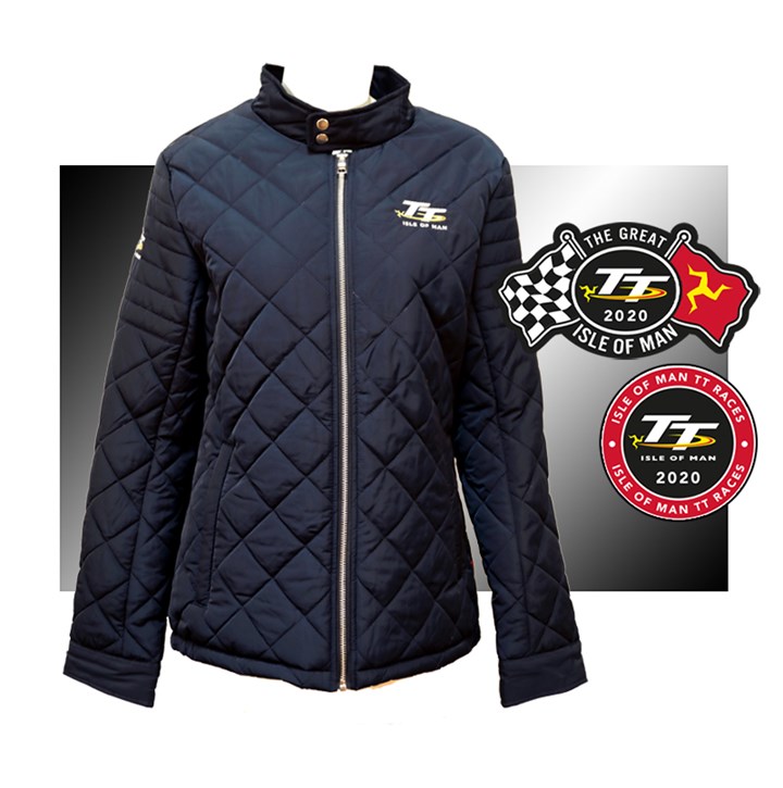 TT Quilted Ladies Jacket Navy-Promotion with FOC Sticker and Patch - click to enlarge