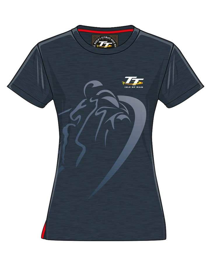 TT Ladies Shadow Bike T-Shirt Navy Fleck - click to enlarge
