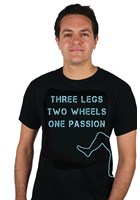 Three Legs Two Wheels One Passion T-Shirt Black/Blue