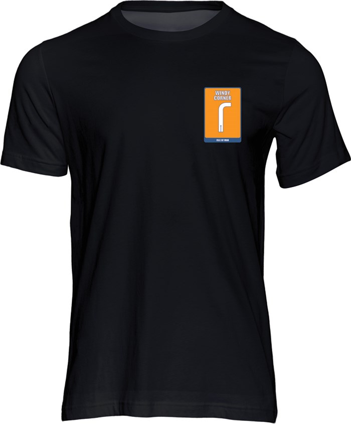Mountain Course Corner Sign Windy Corner T-Shirt, Black - click to enlarge