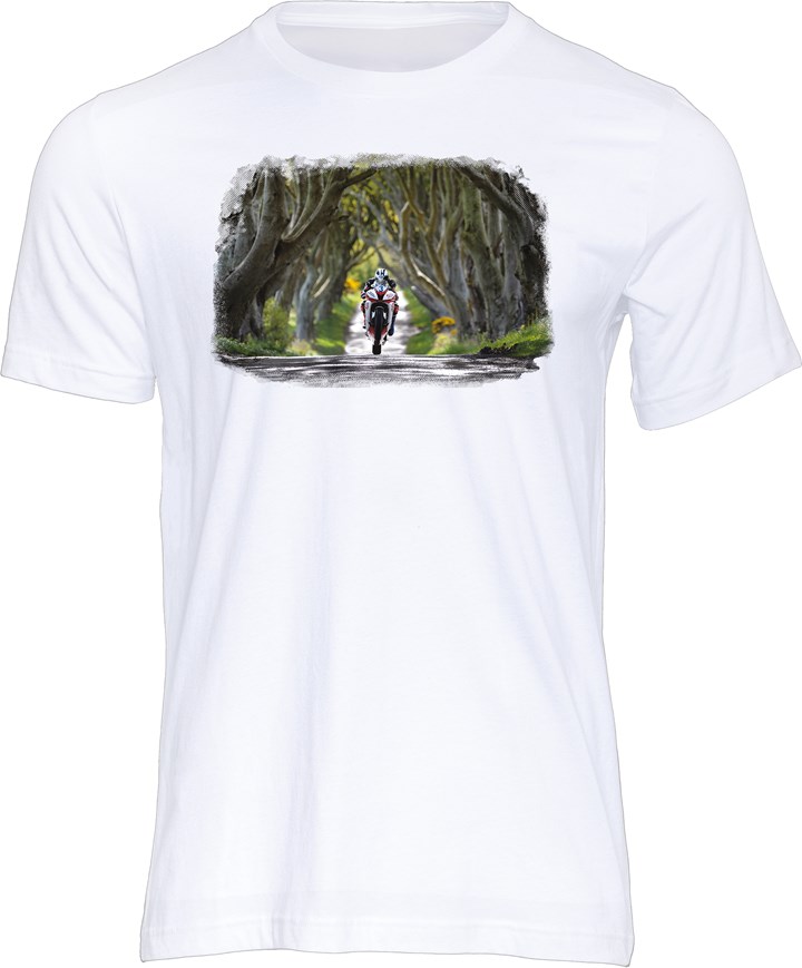 Michael Dunlop Dark Hedges T-Shirt White - click to enlarge