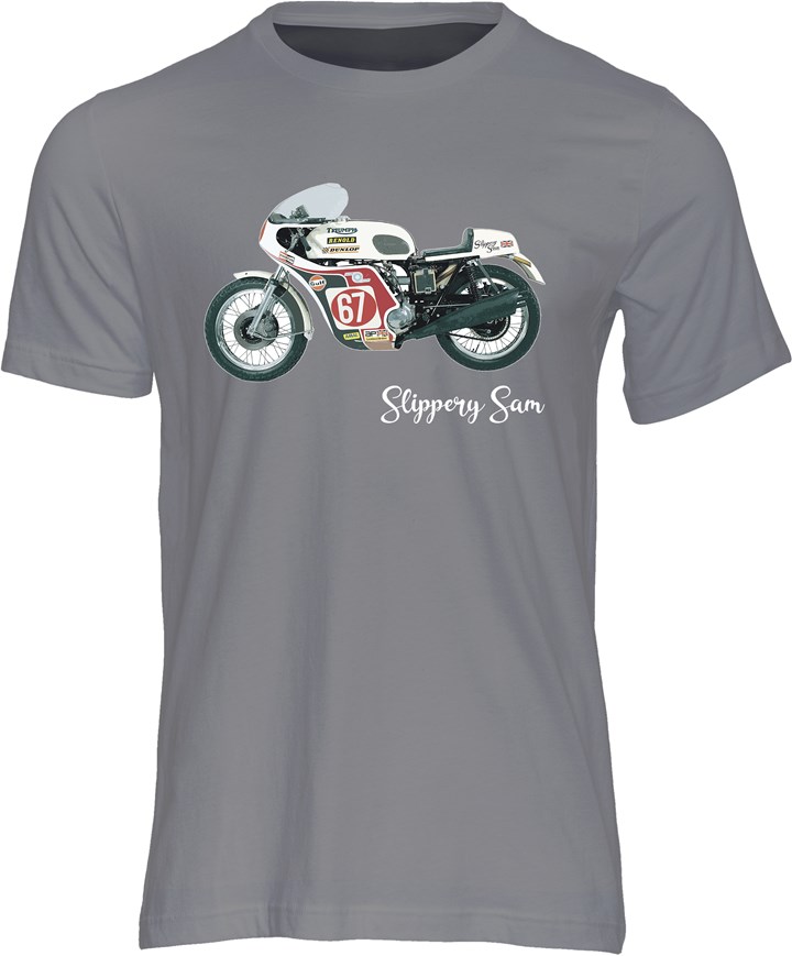 Slippery Sam Triumph Trident T-shirt Charcoal - click to enlarge