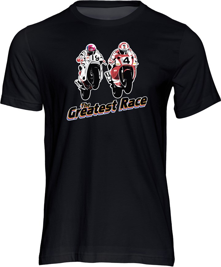 The Greatest Race Hislop vs Fogarty T-shirt Black - click to enlarge