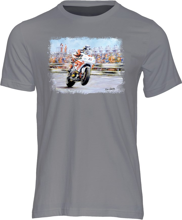 Guy Martin Art Print T-shirt Charcoal - click to enlarge