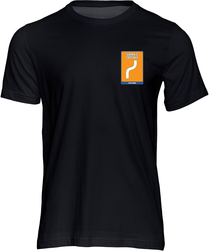 Mountain Course Corner Sign Sarah's Cottage T-Shirt Black - click to enlarge