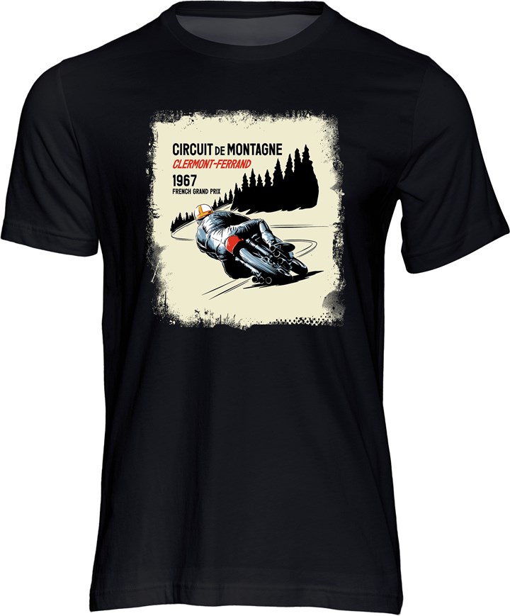 Mike Hailwood Honda Six T-shirt Black - click to enlarge