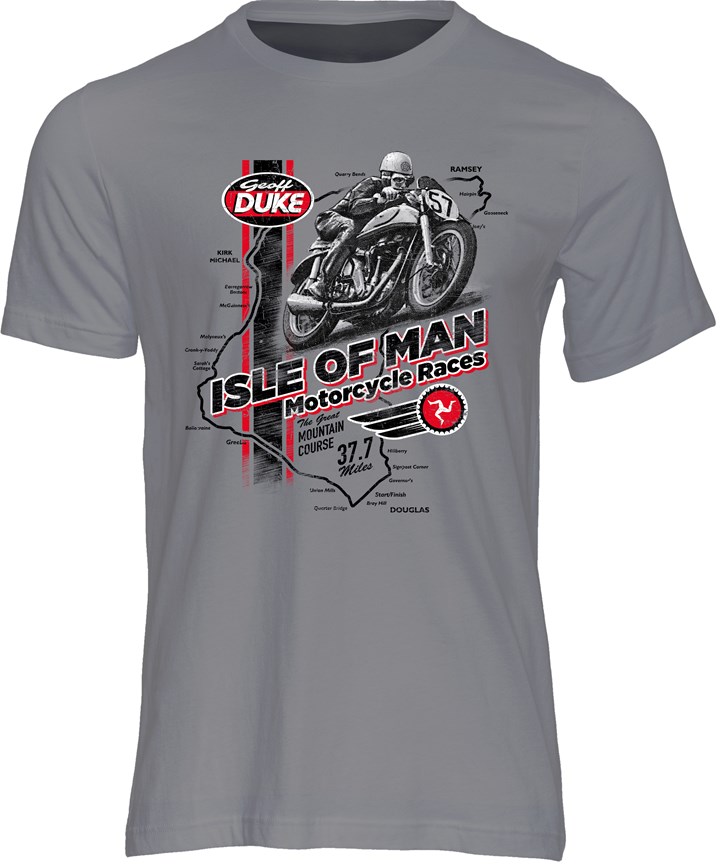 Isle of Man Road Races Geoff Duke T-Shirt - click to enlarge