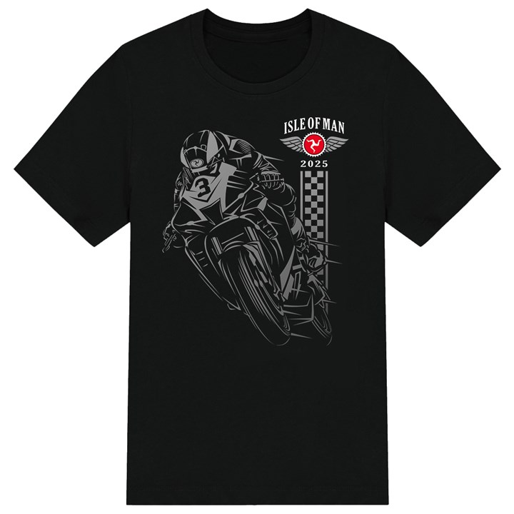Isle of Man Road Races Shadow Bike 2025 Kids T-shirt - click to enlarge