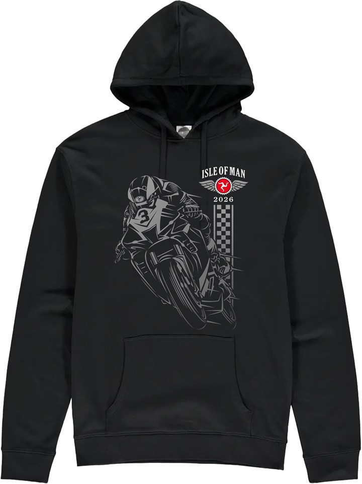 Isle of Man Road Races Shadow Bike 2026 Hoodie - click to enlarge