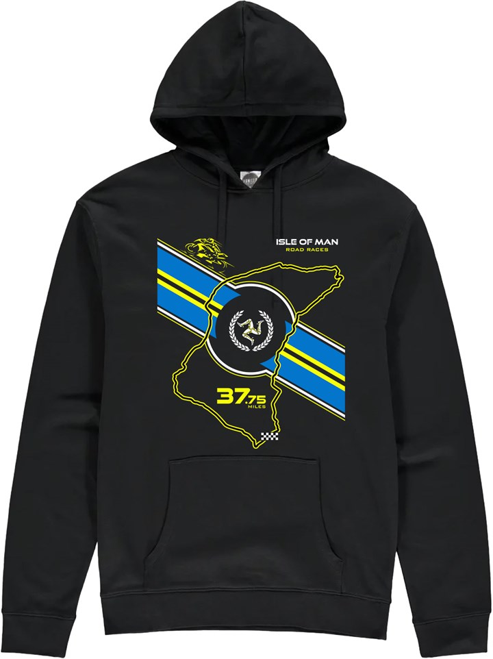 TT Course Map Stripe and Shadow Bike Hoodie - click to enlarge