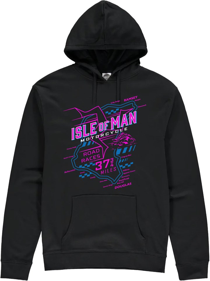 IOM Road Races Course Map 3 Legs and 37.75 miles Hoodie - click to enlarge