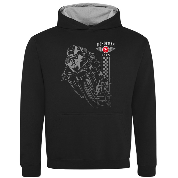 IOM Road Races Shadow Bike 2025 Kids Hoodie - click to enlarge