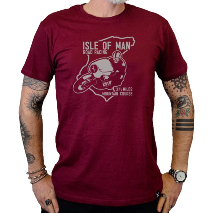 IOM Road Racing T-shirt, Burgundy - click to enlarge