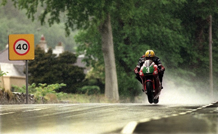 Joey Dunlop in the Rain TT 1998  Acrylic - click to enlarge