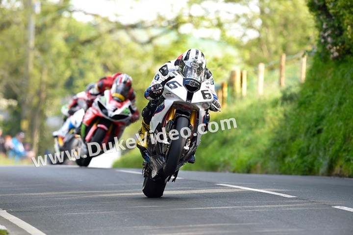 Michael Dunlop leads Hutchy and Bruce Anstey, Barregarrow - click to enlarge