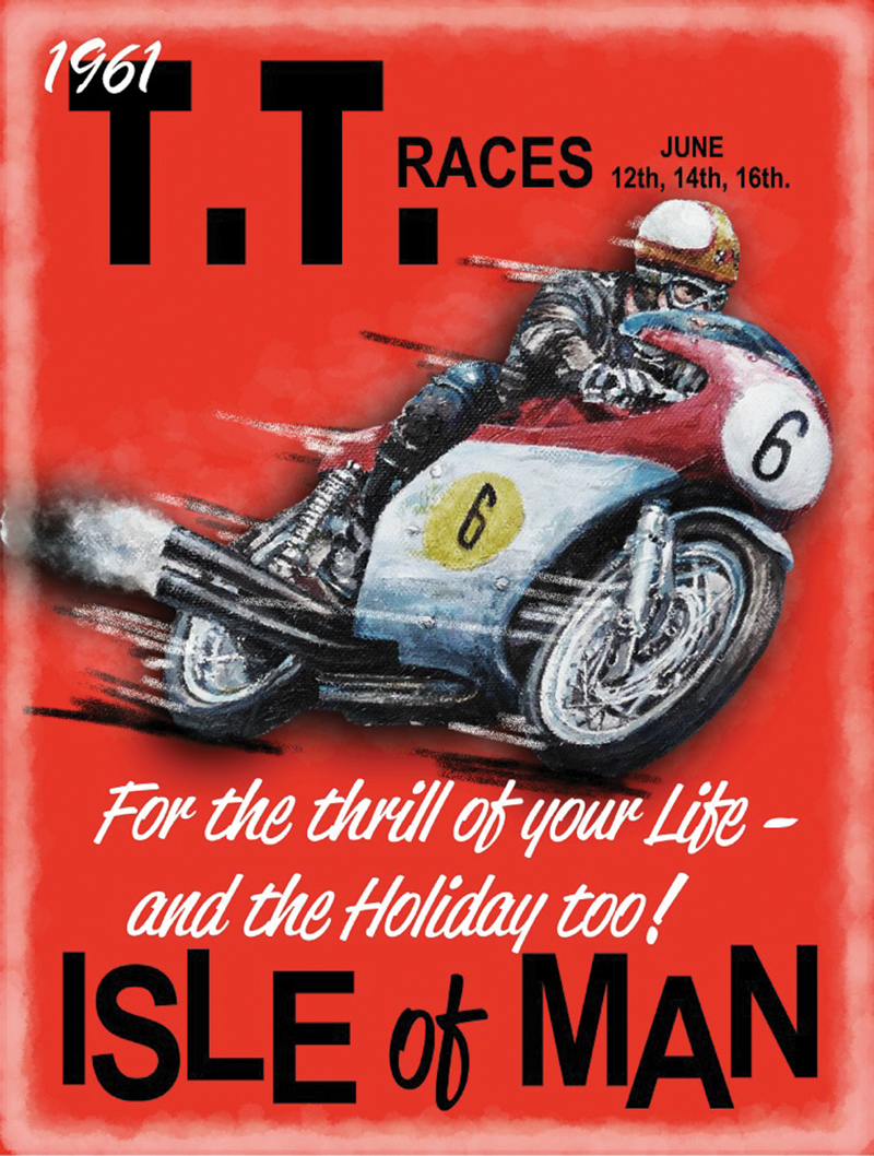 1961 Isle of Man Tt Motorbike Racing Vintage Keyring 