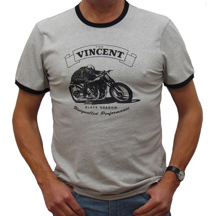 Vincent Black Shadow (Mens) Grey Marl T-Shirt - click to enlarge