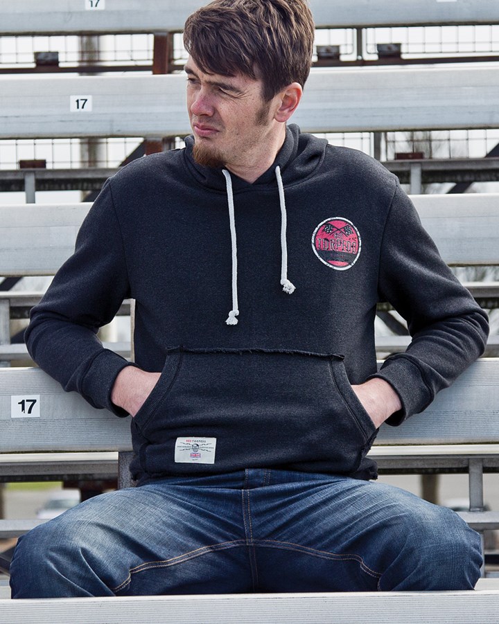 Retro Racing (Mens) Anthracite Pullover Hoodie - click to enlarge