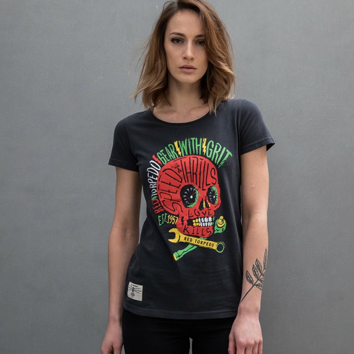 Rasta Punk Ladies T- Shirt Black - click to enlarge
