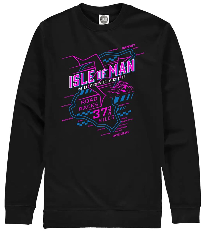 IOM Road Races Course Map 3 Legs 37.75 miles Sweatshirt - click to enlarge